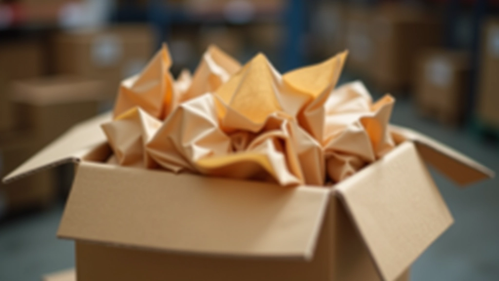 Crumpled kraft paper filling and protective void fill material for sustainable packaging