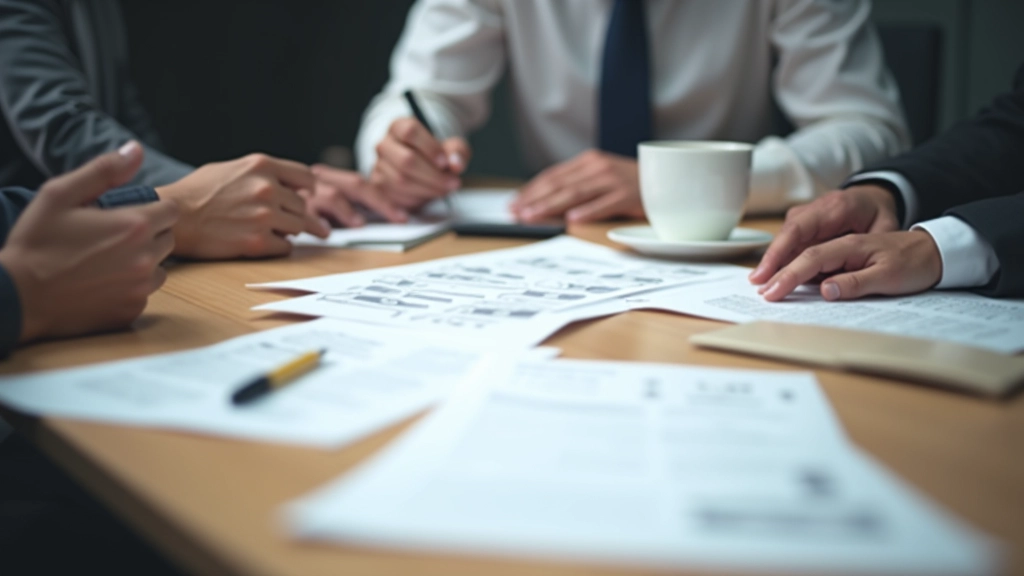 Supplier negotiation meeting with contract documents and price comparison sheets