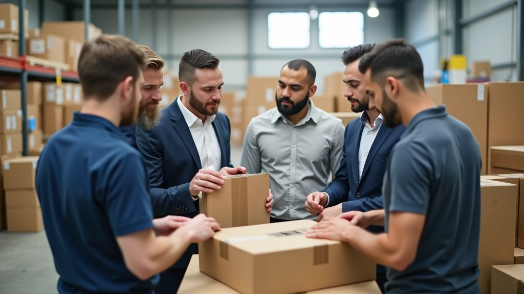 altostead Limited team collaborating on packaging solutions in our warehouse